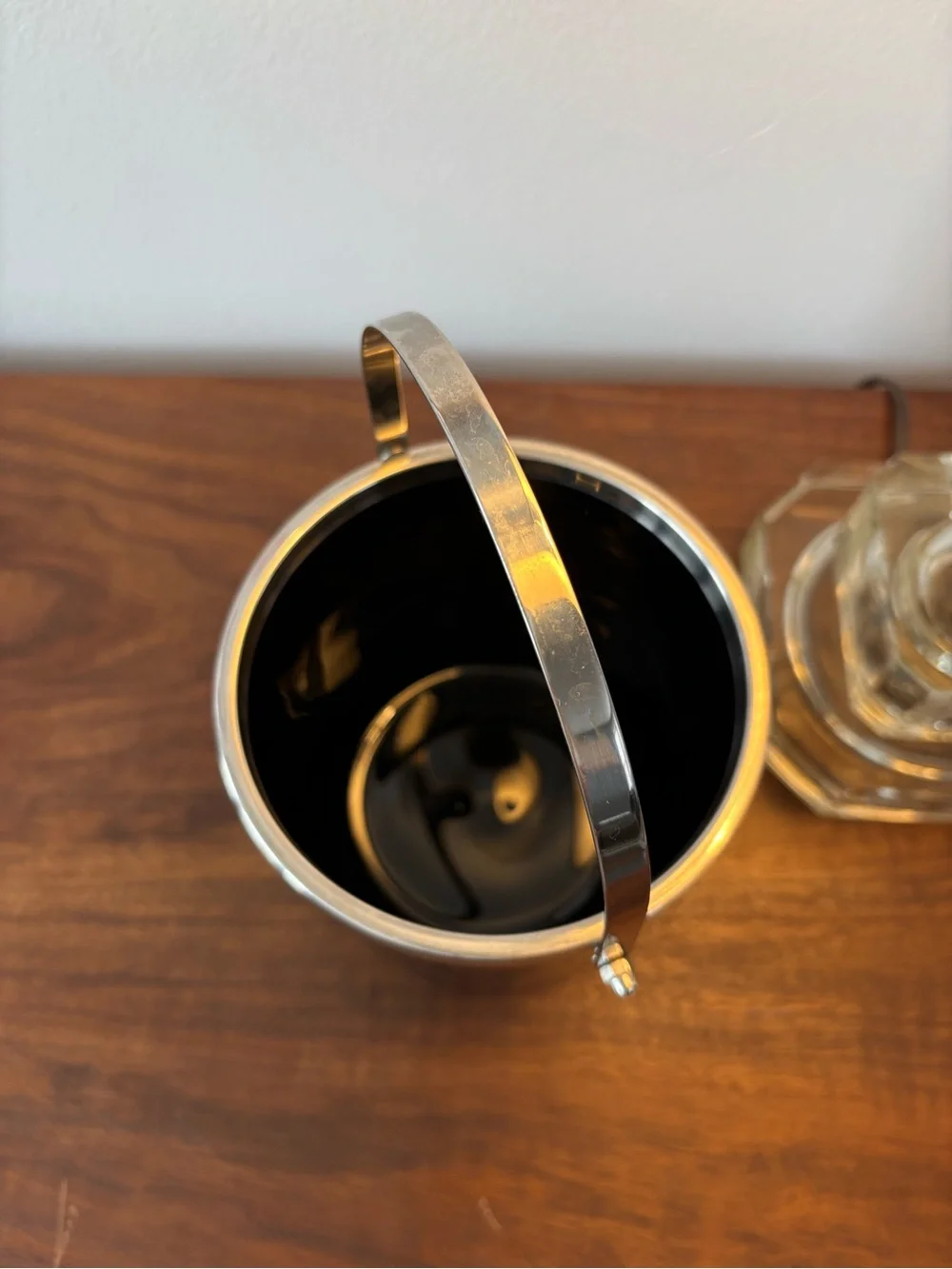 Authentic MCM Black Glass Chrome Ice Bucket Wine Bucket
